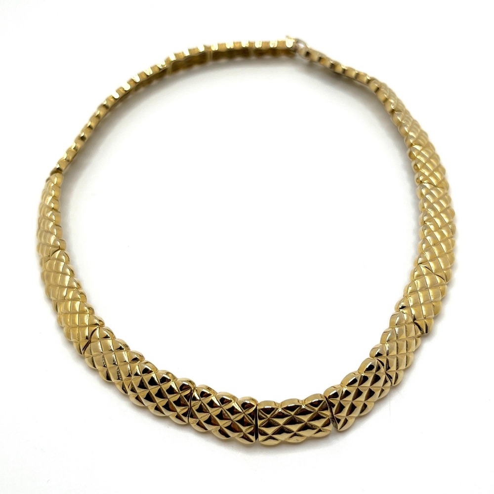 Vintage Articulated Gold Tone Woven Textured Cleopatra Collar Choker Necklace